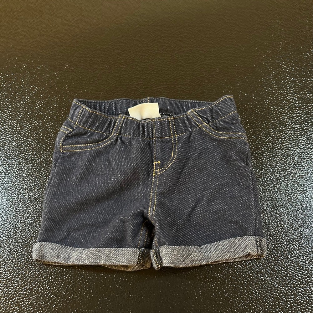 Cat & Jack Denim Shorts‎ Cuffed Dark Wash Elastic Waist Toddler Blue Size 18M